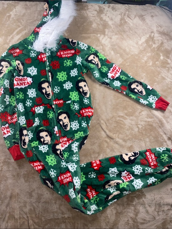 ELF Other - ELF Green Holiday Fleece One-Piece onesie with Hood and Faux Fur Trim